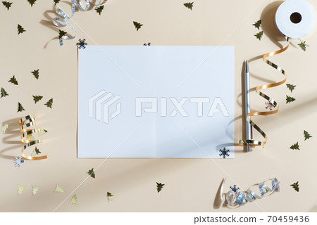 Greeting New Year card with decoration. 70459436