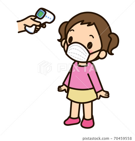 A child wearing a mask to be measured 70459558