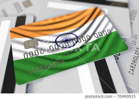Flag Of India On The Credit Card 3d Rendering Stock Illustration 70460035 Pixta