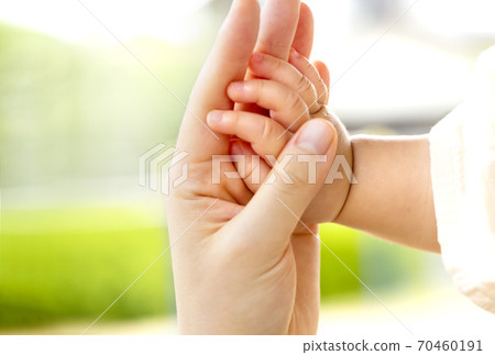 Mother and baby hold hands Parent-child contact Mother and baby hold hands Parent-child contact 70460191