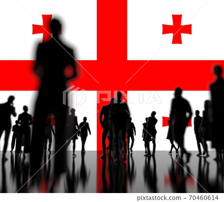 Flag of Georgia and backlit crowd, 3d rendering 70460614
