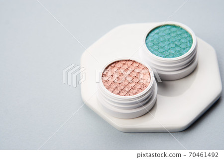 makeup brushes eyeshadow collection professional cosmetics on gray background 70461492