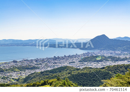 Beppu City, Oita Prefecture The cityscape of Beppu seen from the Jumonji Viewpoint 70461514
