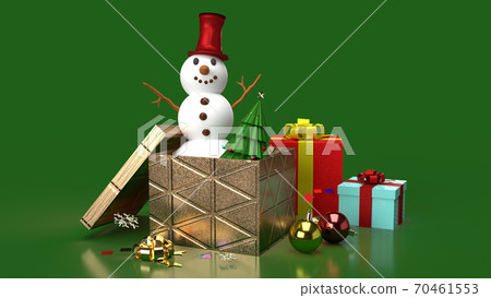 snowman and gift boxes for Christmas content 3d rendering snowman and gift boxes for Christmas content 3d rendering 70461553
