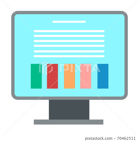 Blue computer screen of stand monitor with... - Stock Illustration ...