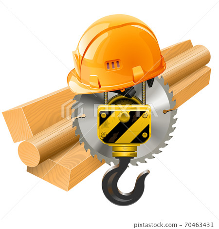 Vector Wood Shipment Concept with Crane Hook Vector Wood Shipment Concept with Crane Hook 70463431