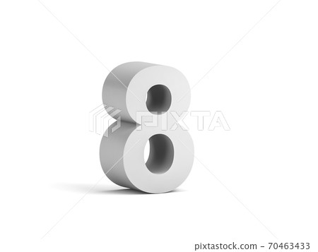 White bold digit 8 isolated on white background 70463433