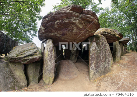Dolmen La Roche-aux-Fees - one the most famous and largest neolithic dolmens in Brittany Dolmen La Roche-aux-Fees - one the most famous and largest neolithic dolmens in Brittany 70464110