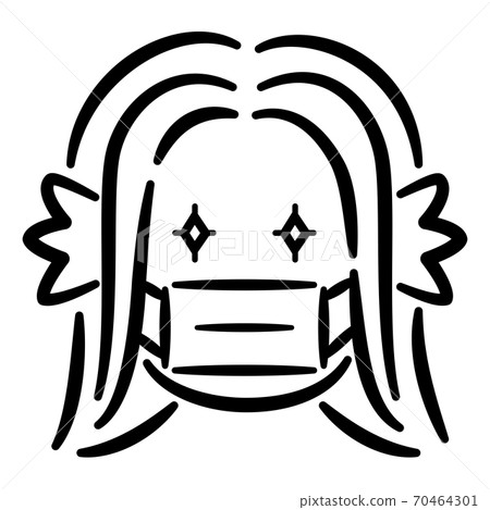 戴著面具的Amabier /單色線條畫 70464301