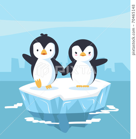 penguins couple with blue ice floe penguins couple with blue ice floe 70465148