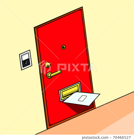 Large envelope sandwiched between apartment doorposts Large envelope sandwiched between apartment doorposts 70466527