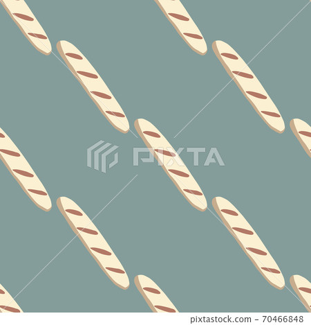 Simple doodle food seamless pattern with loaf elements. Navy blue pastel background. Fresh bread pastry artwork. 70466848