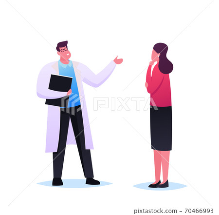 Medical Consultation Concept. Female Character Visiting Clinic for Doctor Appointment and Professional Medic Advice Medical Consultation Concept. Female Character Visiting Clinic for Doctor Appointment and Professional Medic Advice 70466993