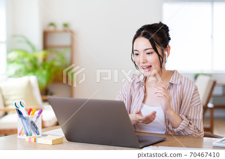 Young woman during telework Young woman during telework 70467410