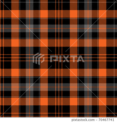 Checkered plaid vector illustration. Tartan Cloth Pattern. Seamless background of Scottish style. Great for Holiday designs. For wallpapers, textiles, decorations, wrappings. Orange, Grey, and Black. Checkered plaid vector illustration. Tartan Cloth Pattern. Seamless background of Scottish style. Great for Holiday designs. For wallpapers, textiles, decorations, wrappings. Orange, Grey, and Black. 70467741