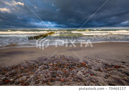 Baltic sea with wavebreaker 70468157