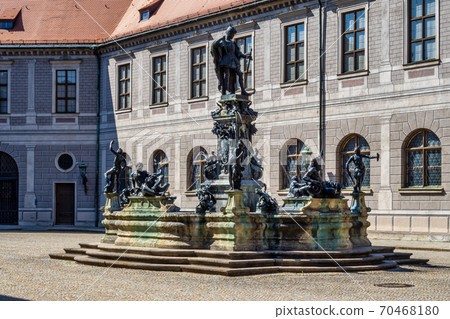 The bronze Wittelsbach Fountain in the Residenz Palace in Munich, Germany 70468180
