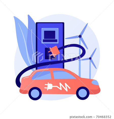 Electric vehicle use abstract concept vector illustration. Electric vehicle use abstract concept vector illustration. 70468352