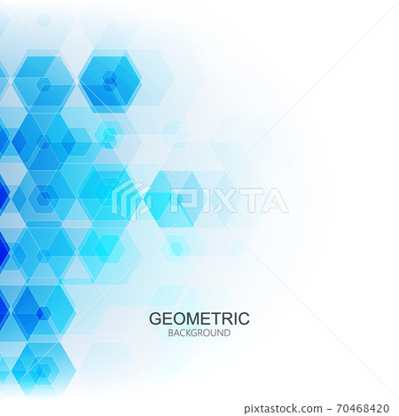 Vector Abstract science Background. Hexagon transparent blue geometric design. 70468420