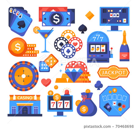 Gaming object - set of flat design style elements Gaming object - set of flat design style elements 70468698