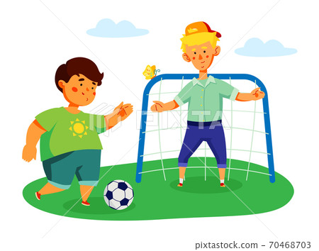 Children playing football - colorful flat design style illustration Children playing football - colorful flat design style illustration 70468703