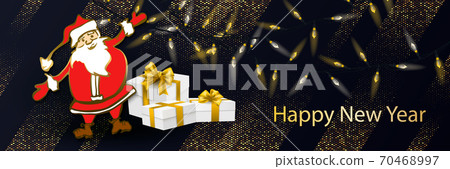 Greeting card with Santa Claus and gifts for Christmas design 70468997