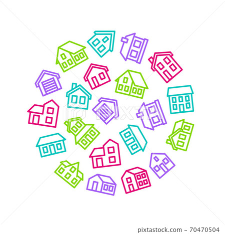Home Signs Thin Line Concept Round Design... - Stock Illustration ...