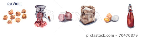 A close up of food. illustration products and kitchen accessories A close up of food. illustration products and kitchen accessories 70470879
