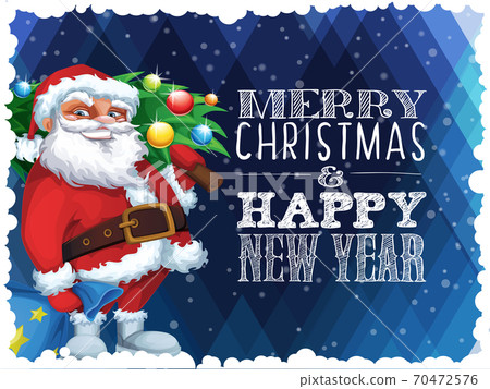 Merry Christmas blackboard style poster with cute cartoon character. 70472576