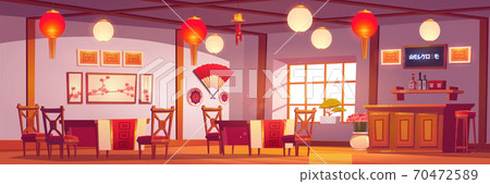 Chinese restaurant interior, empty asian cafe Chinese restaurant interior, empty asian cafe 70472589
