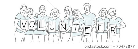 People Holding Boards with Volunteer 70472877