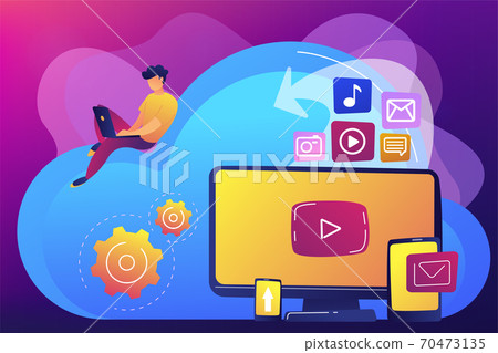 Cloud based engine concept vector illustration. Cloud based engine concept vector illustration. 70473135