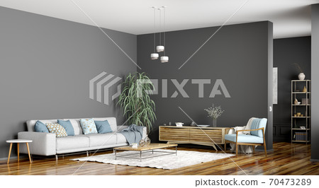Interior design of modern scandinavian apartment, living room 3d rendering 70473289