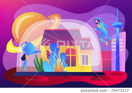 Space colonization concept vector illustration. 70473517