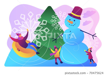 Winter outdoor fun concept vector illustration. Winter outdoor fun concept vector illustration. 70475624