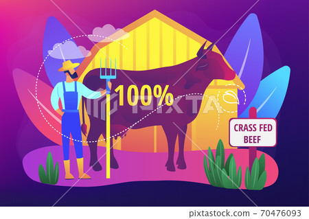 Grass fed beef concept vector illustration. 70476093