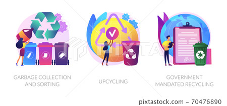 Waste collection and recycling problems abstract concept vector illustrations. 70476890