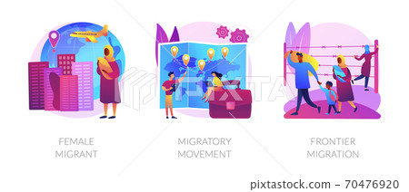 Refugees of war and gender discrimination abstract concept vector illustrations. Refugees of war and gender discrimination abstract concept vector illustrations. 70476920