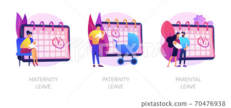Pregnancy, childbirth and newborn care vacation time vector concept metaphors 70476938