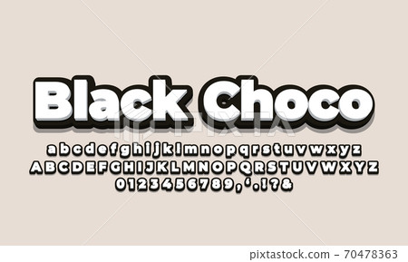 black chocolate with white 3d  font effect or text styles design 70478363