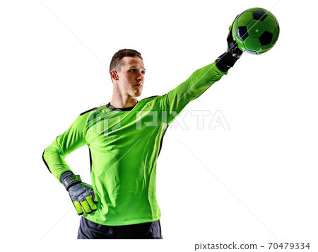 soccer player goalkeeper man silhouette shadow isolated white background 70479334