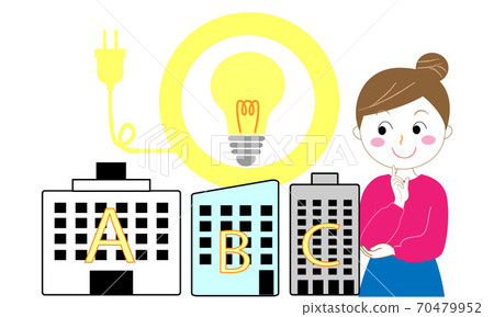 Housewife (female) choosing an electric power company that is friendly to electricity liberalization and household finances 70479952