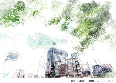 Watercolor style illustration of construction image 70480408
