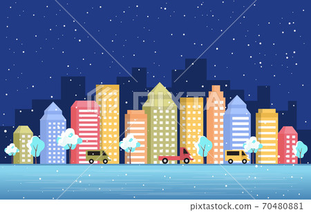 Winter Snow Tree Snowfall City Building Landscape Illustration Winter Snow Tree Snowfall City Building Landscape Illustration 70480881