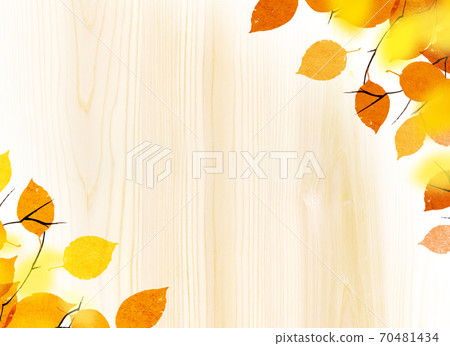 背景材料：秋葉，枯葉，木紋板 70481434
