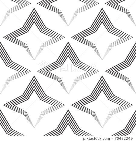 Seamless vector pattern of uneven black lines drawn by a pen in the form of stars or rhombuses. Geometric pattern, texture for textile or wallpaper. Stock vector. Seamless vector pattern of uneven black lines drawn by a pen in the form of stars or rhombuses. Geometric pattern, texture for textile or wallpaper. Stock vector. 70482249