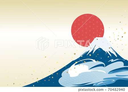 日式背景/框架材料(水平)_紅太陽和富士山_用於新年賀卡,海報,傳單等。 日式背景/框架材料(水平)_紅太陽和富士山_用於新年賀卡,海報,傳單等。 70482940