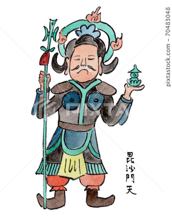 Bishamonten的手繪水彩插圖(七個財富之神) Bishamonten的手繪水彩插圖(七個財富之神) 70483048