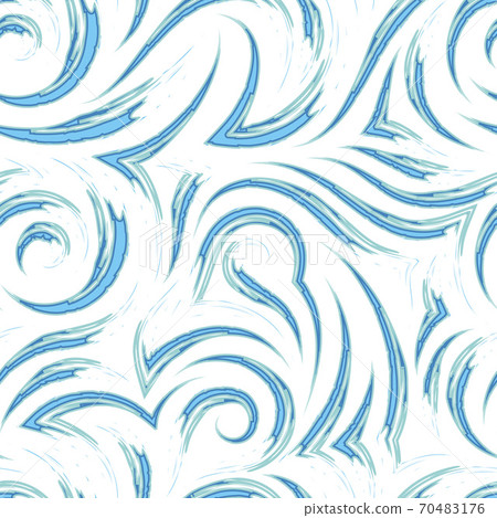 Seamless vector texture of a swirl of waves or currents of turquoise and blue pastel color isolated on a white background.Pattern for fabrics or packaging backdrop for the site 70483176