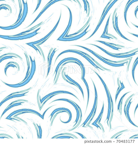 Seamless vector texture of a swirl of waves or currents of turquoise and blue pastel color isolated on a white background.Pattern for fabrics or packaging backdrop for the site 70483177